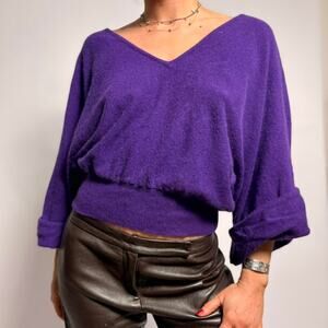 Vintage Purple Batwing Sweater - Fits Small